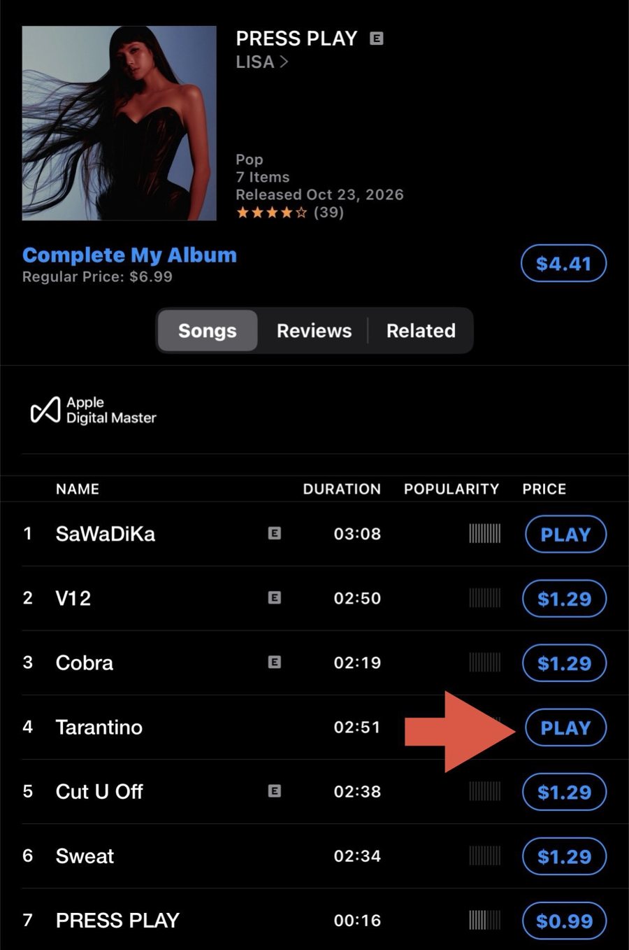 Step 1: buy Tarantino as an individual track
